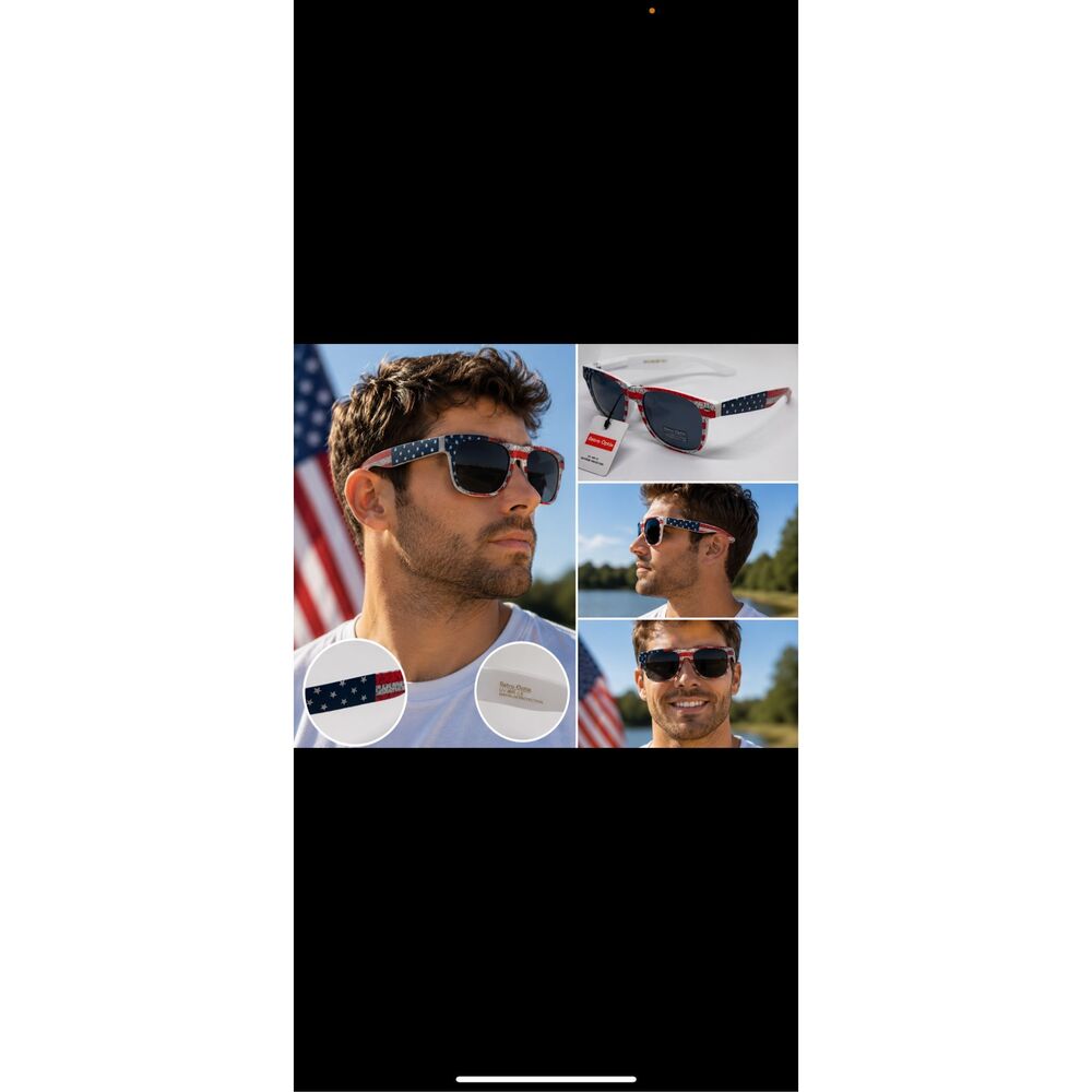 Retro Optix Patriotic American Flag Sunglasses UV400 Protection